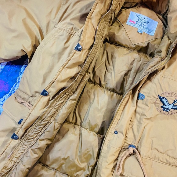 Vintage 90s Large Triple Fat Goose Down Coat Winter Jacket Parka size S Unisex - Picture 7 of 7